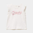 T-shirt manches volants coton ecru b&eacute;b&eacute; fille