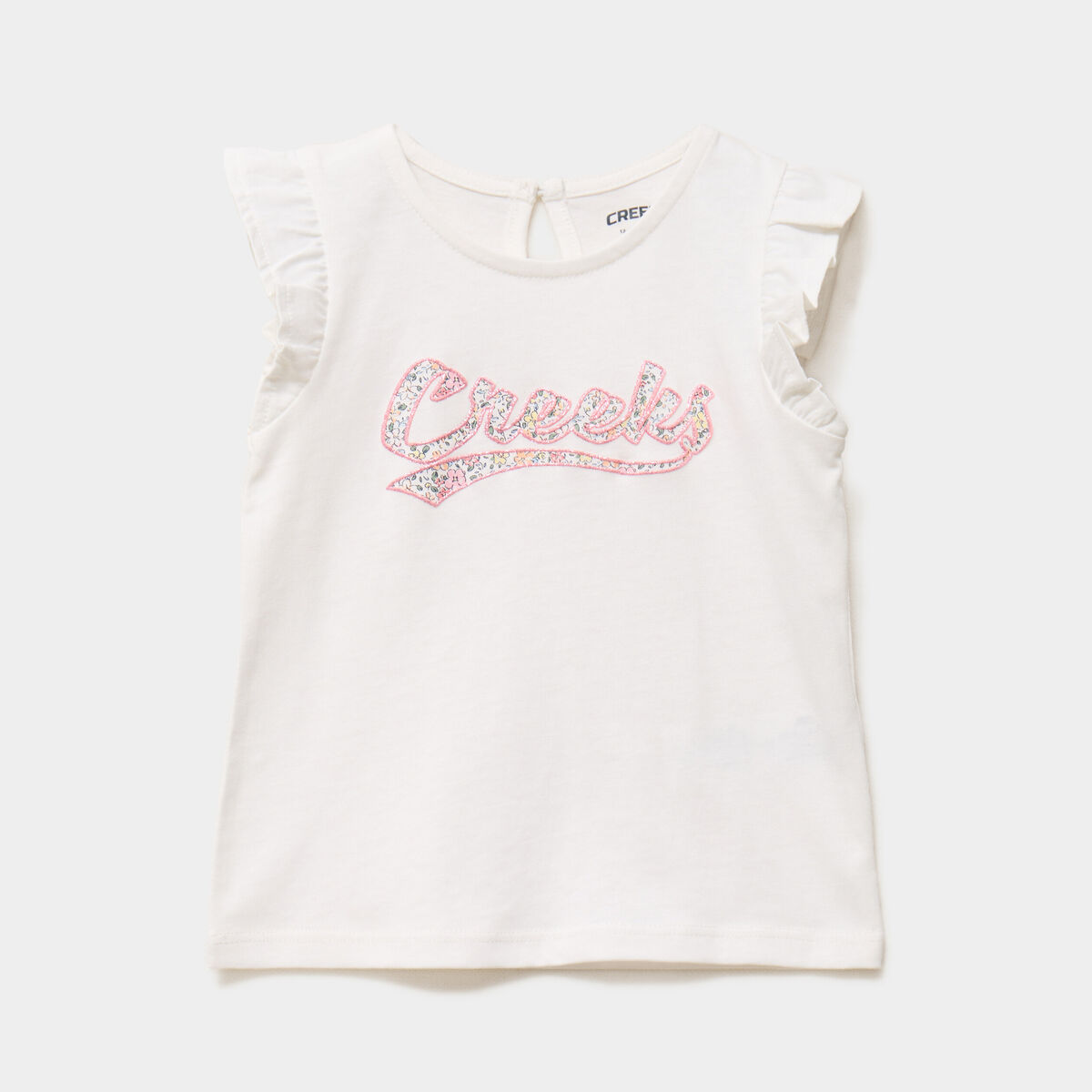 T-shirt manches volants coton ecru b&eacute;b&eacute; fille