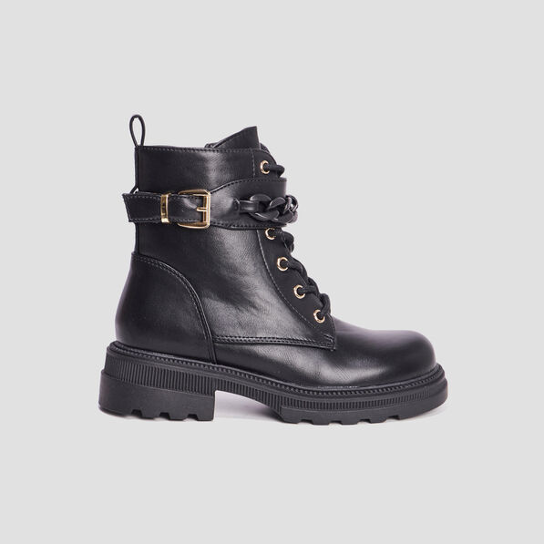 Bottines ranger avec chaînes et boucles noir fille