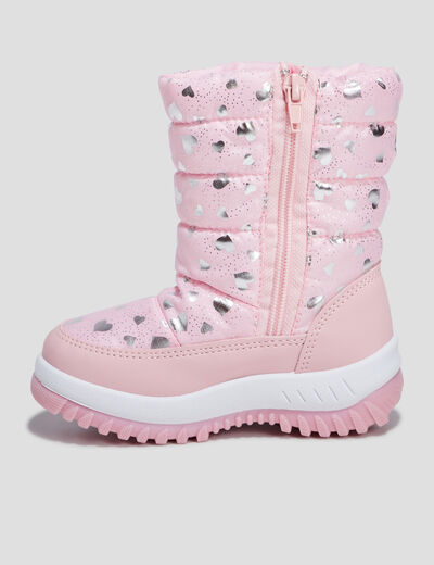 Bottes de neige bout rond rose fille