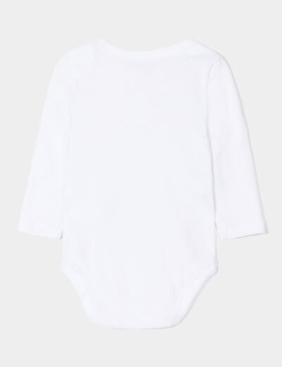 Lot 7 bodies manches longues en coton blanc bébé