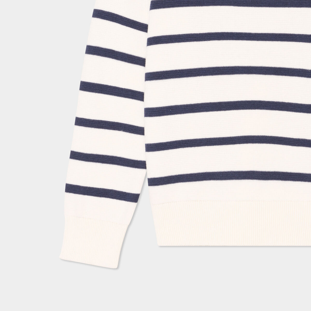 Pull col rond manches longues coton ecru garçon