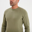 Pull en maille textur&eacute;e col rond vert kaki homme