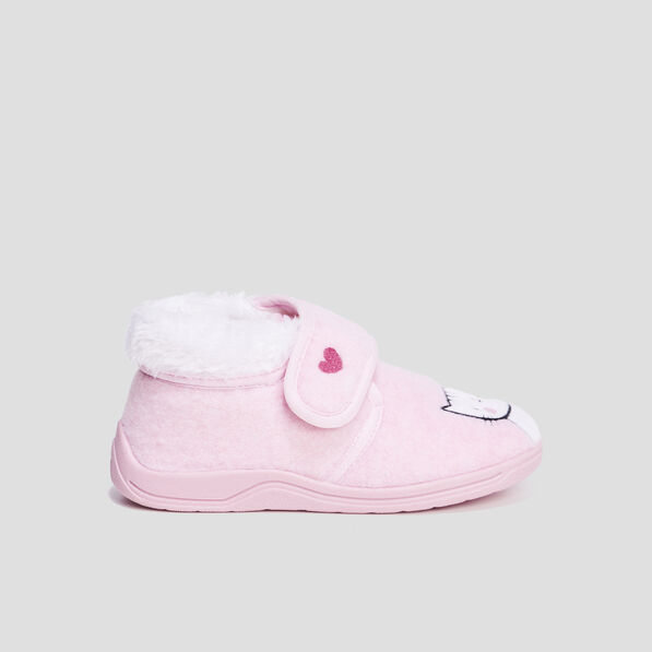 Chaussons bottillons fourrés forme chat rose fille