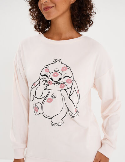 Ensemble pyjama legging Stitch rose clair femme