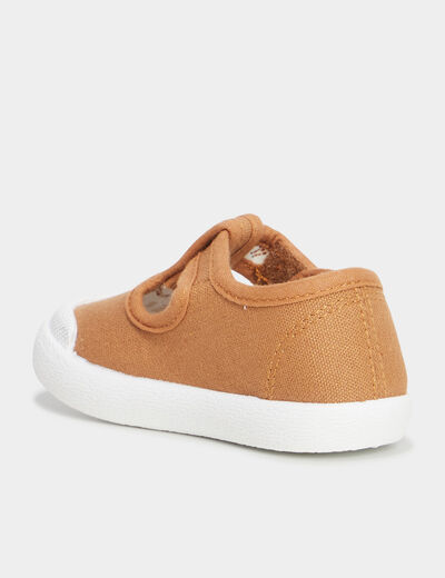 Chaussures salomé en toile à scratchs marron bébé garçon