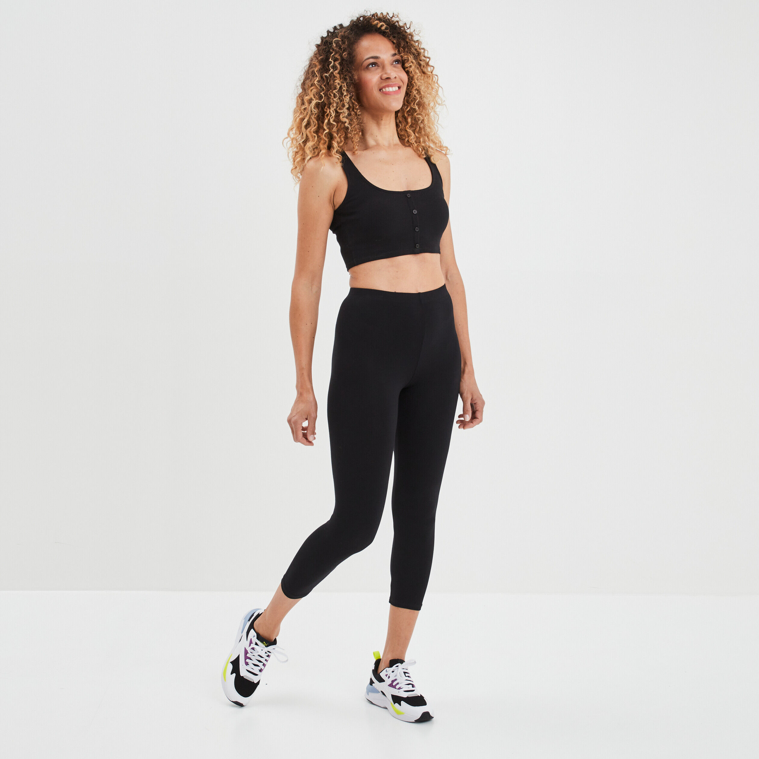Legging élastiqué 7/8ème noir femme LH