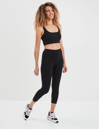 Legging élastiqué 7/8ème noir femme