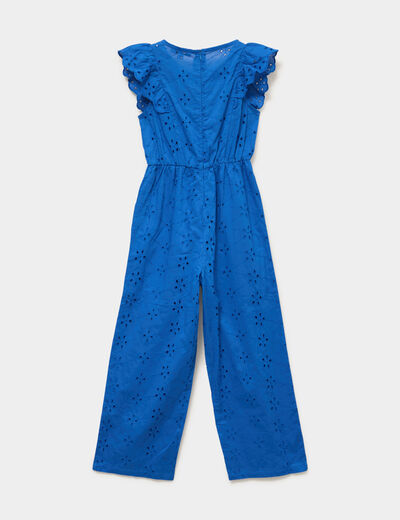 Combinaison pantalon broderie anglaise bleu roi fille