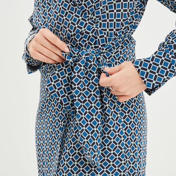 robe col cache coeur avec noeud bleu fonce femme Robe col cache-coeur avec noeud bleu foncé femme