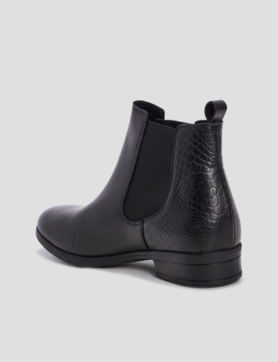 Bottines chelsea plates en cuir noir femme