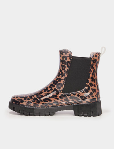 Bottes de pluie chelsea crant&eacute;es noir femme