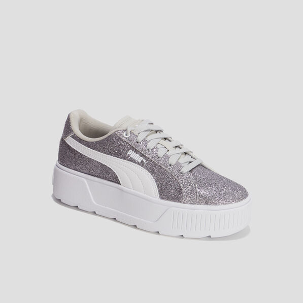 Tennis plateformes à lacets Puma gris argent fille