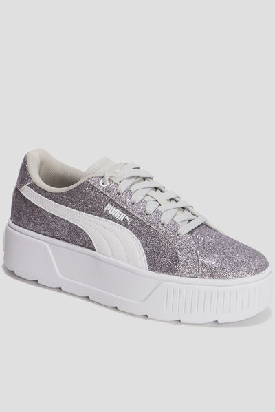 Tennis plateformes à lacets Puma gris argent fille