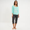 Ensemble pyjama corsaire et t-shirt bleu turquoise femme