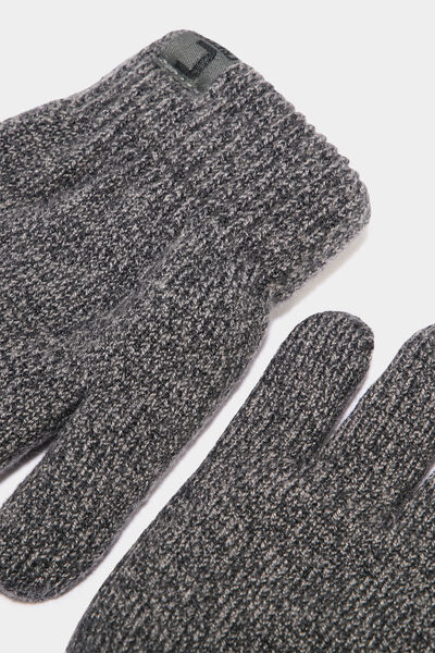 Gants doubl&eacute;s gris fonc&eacute; mixte