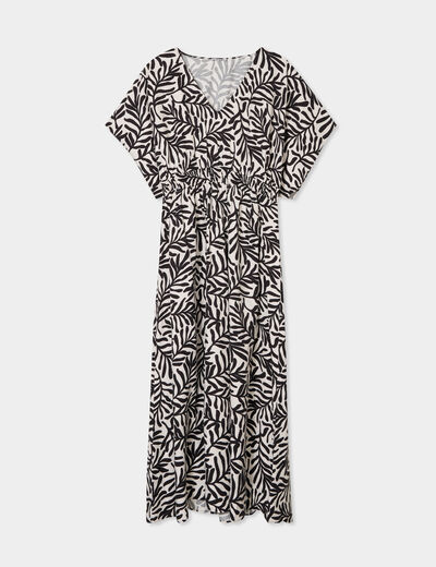 Robe longue fluide manches 3/4 blanc femme grande taille
