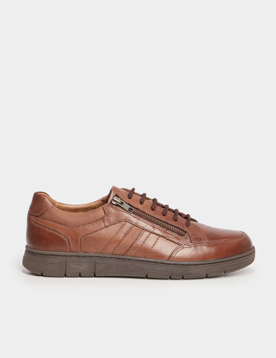 Derbies pied large en cuir marron homme