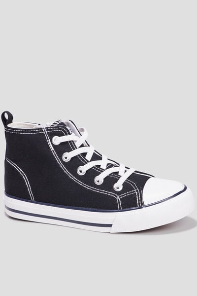 Baskets montantes en toile bout renforc&eacute; noir fille
