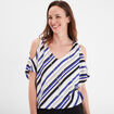 T-shirt détail bijou manches courtes ecru femme