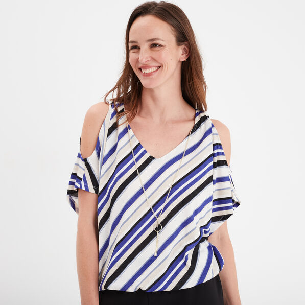 T-shirt détail bijou manches courtes ecru femme
