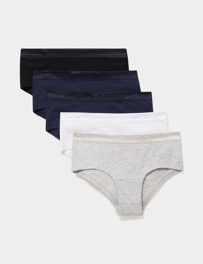 Lot 5 shortys coton majoritaire gris fille