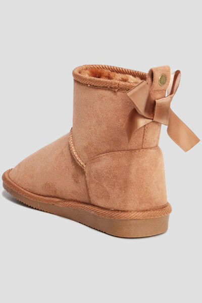 Bottines fourrées avec noeud camel fille