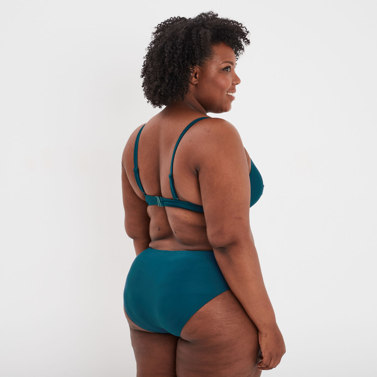 Haut de maillot de bain forme corbeille bleu canard femme grande taille