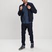 Gilet reli&eacute;f&eacute; manches longues zipp&eacute; bleu marine homme