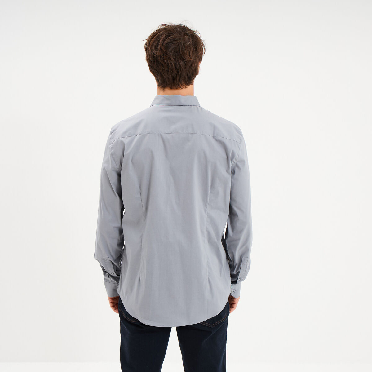 Chemise stretch manches longues bleu gris homme