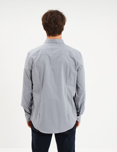 Chemise stretch manches longues bleu gris homme