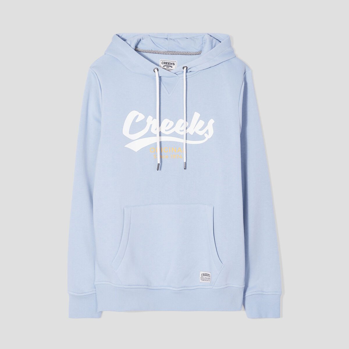 Sweat molleton &agrave; capuche hoodie bleu ciel homme
