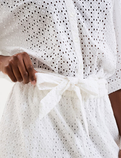 Short large broderie anglaise coton blanc femme