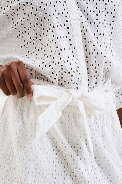 Short large broderie anglaise coton blanc femme