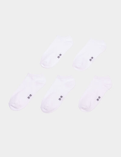 Lot 5 paires chaussettes invisibles blanc mixte