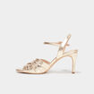 Sandales &agrave; talons m&eacute;tallis&eacute;es jaune or femme
