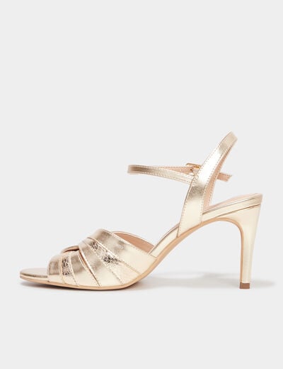 Sandales &agrave; talons m&eacute;tallis&eacute;es jaune or femme