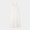 Robe longue buste macram&eacute; gaze de coton creme femme
