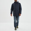 Parka mi-longue doublée à capuche bleu foncé homme