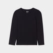 T-shirt coton manches longues à fronces noir fille