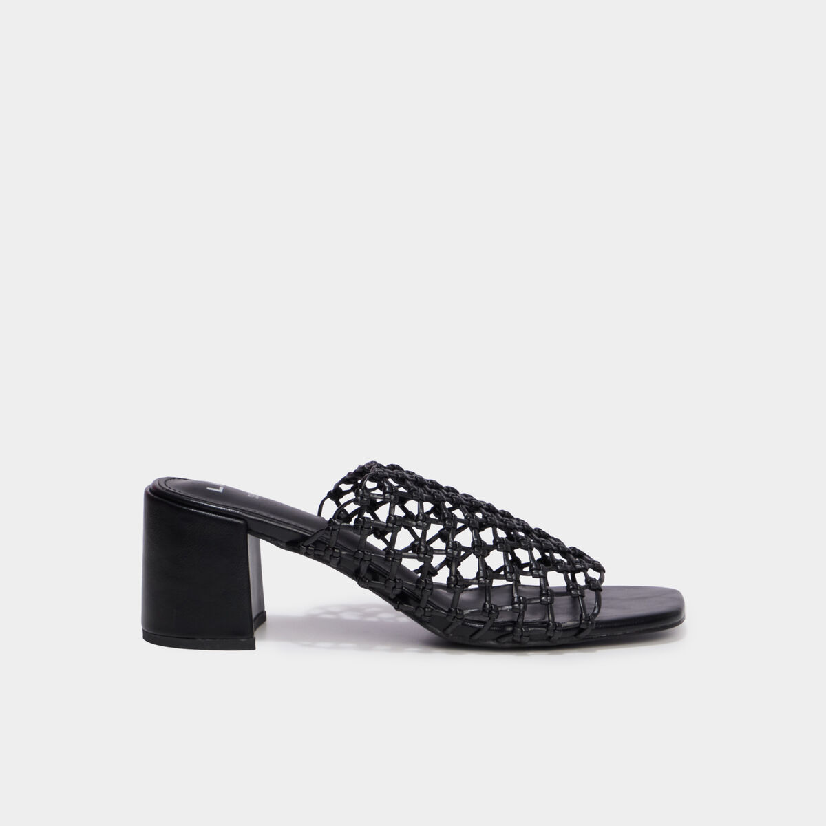 Mules &agrave; talons dessus tress&eacute; noir femme