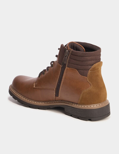 Bottines montantes crant&eacute;es zipp&eacute;es marron homme