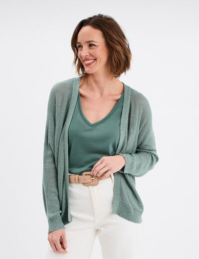 Gilet manches chauves-souris bleu gris femme