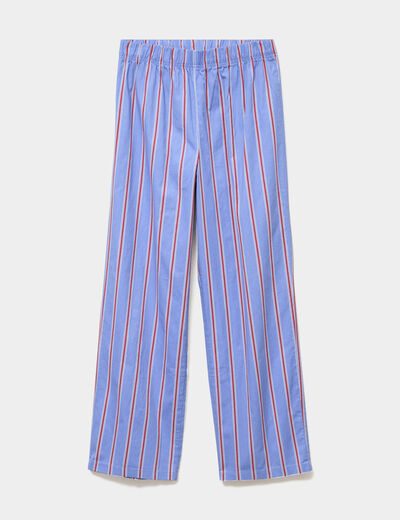 Pantalon de pyjama droit coton bleu femme