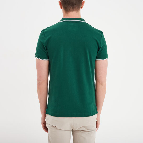 polo manches courtes bords contrastes vert fonce homme Polo manches courtes bords contrastés vert foncé homme