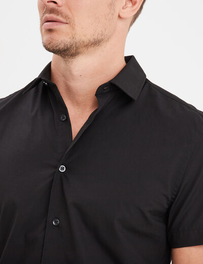 Chemise droite manches courtes noir homme