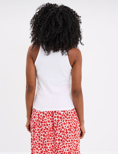 Débardeur encolure américaine coton blanc femme