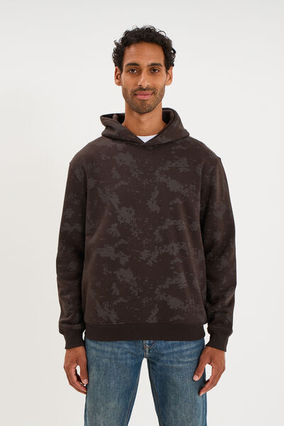 Sweat hoodie &agrave; capuche molleton marron chocolat homme