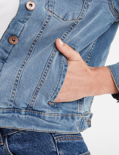 Veste en jean ajustée boutonnée denim double stone femme