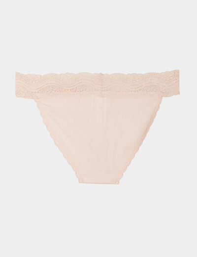 Lot 3 culottes en coton détail dentelle rose clair femme